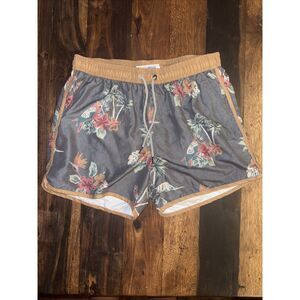 Maamgic Men’s Retro Floral Swim Trunks – Size Medium – Brown – Slim Fit – NWOT